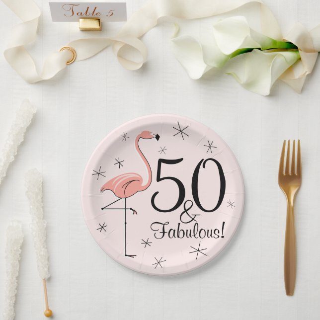 Flamingo Pink 50 and Fabulous paper plate (Wedding)