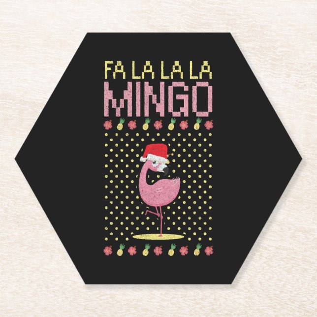 Flamingo pink beak gift Christmas Paper Coaster (Front)