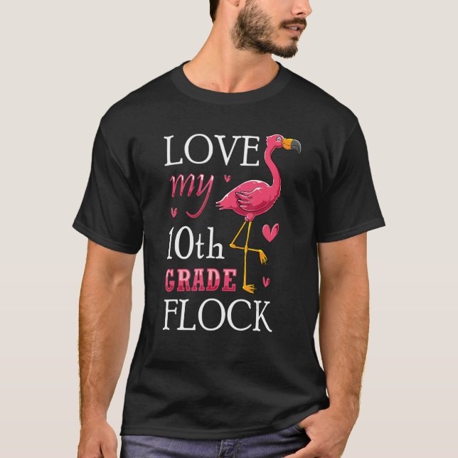 Flamingo Pink Bird Flamingo Back To School For 10t T-Shirt (Front)