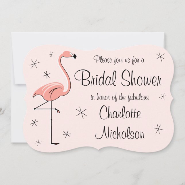 Flamingo Pink "Bridal Shower" bracket Invitation (Front)