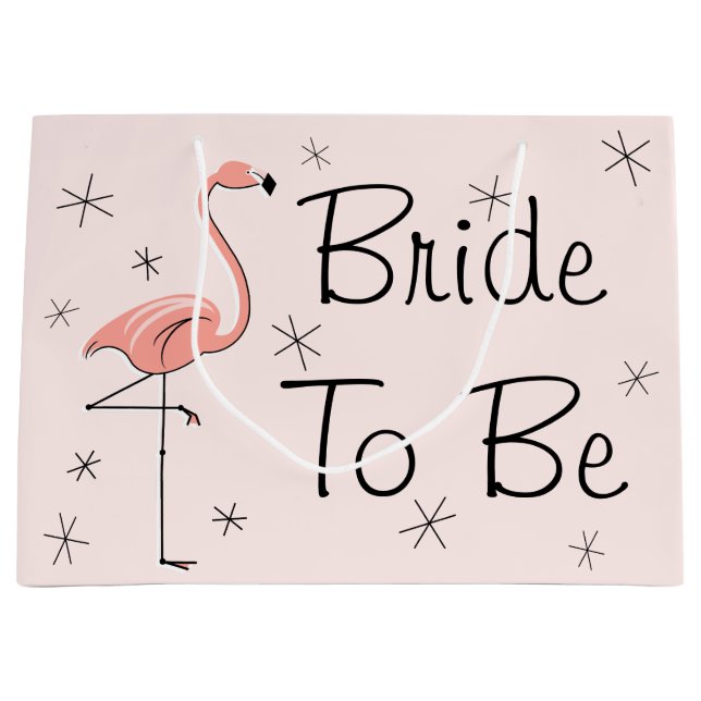 Flamingo Pink 'Bride to Be!' gift bag large (Front)