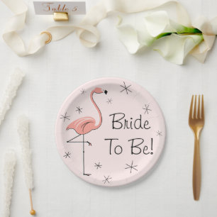 Flamingo Pink Bride to Be! paper plate