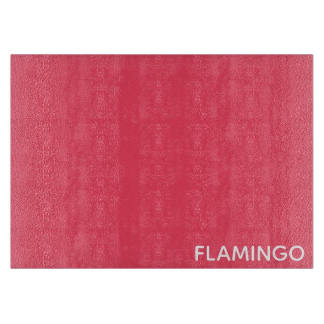 Flamingo pink colour name cutting board (Front)