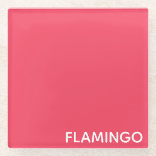 Flamingo pink colour name glass coaster