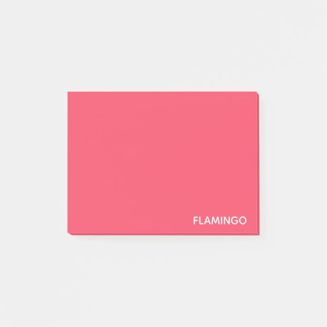 Flamingo pink colour name post-it notes (Front)