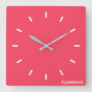 Flamingo pink colour name square wall clock