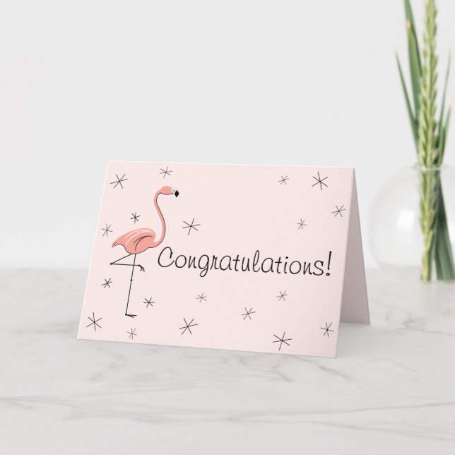Flamingo Pink Congratulations! front text card (Front)