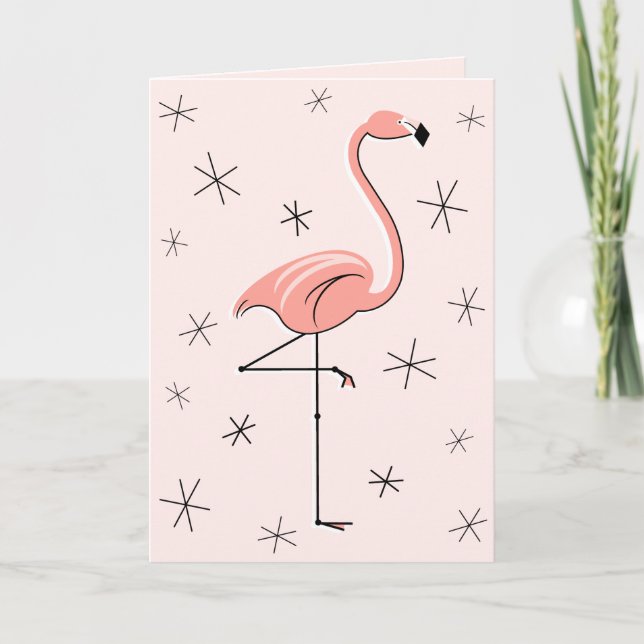 Flamingo Pink Congratulations greetings card (Front)