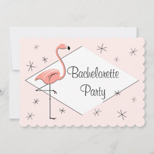 Flamingo Pink Diamond Bachelorette Party scalloped Invitation