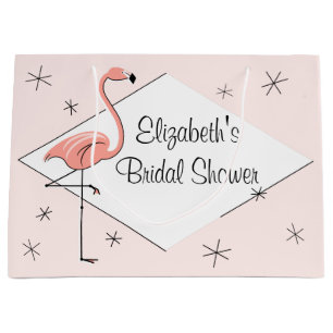 Flamingo Pink diamond Bridal Shower gift bag large