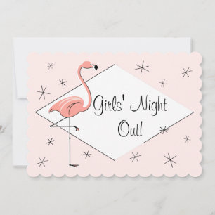 Flamingo Pink Diamond Girls' Night Out! scalloped Invitation