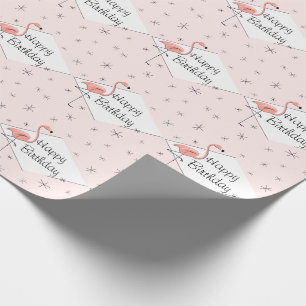 Flamingo Pink diamond Happy Birthday Wrapping Paper