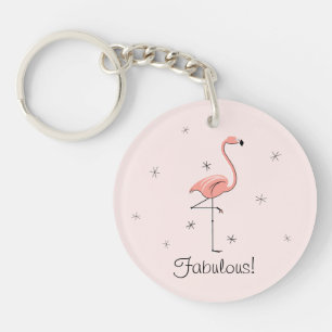 Flamingo Pink 'Fabulous!' acrylic keychain