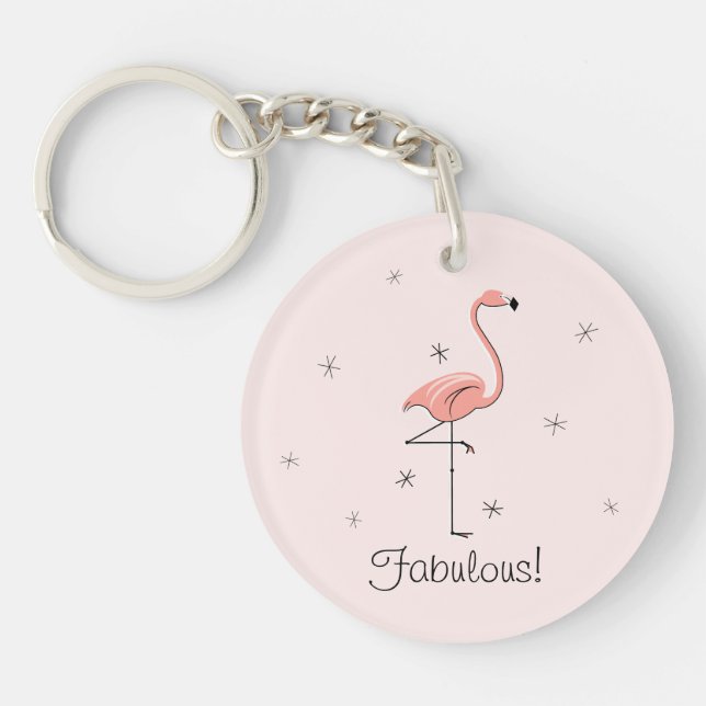 Flamingo Pink 'Fabulous!' acrylic keychain (Front)