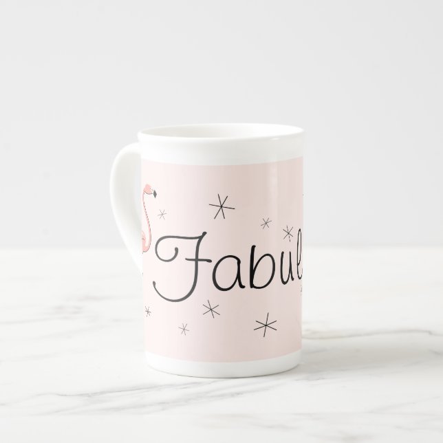 Flamingo Pink Fabulous! bone china mug (Front Left)
