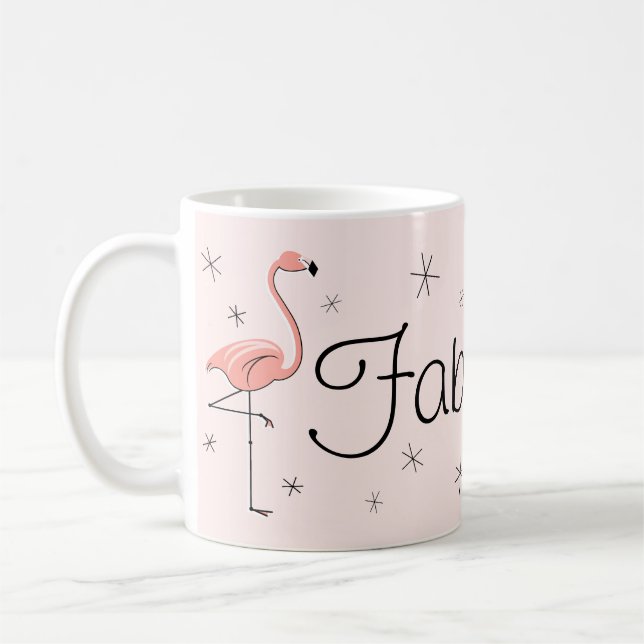 Flamingo Pink 'Fabulous!' mug (Left)