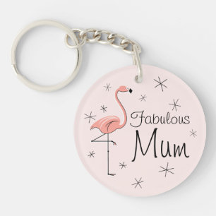 Flamingo Pink 'Fabulous Mum' acrylic keychain