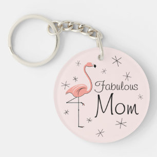 Flamingo Pink 'Fabulous Mum' acrylic keychain