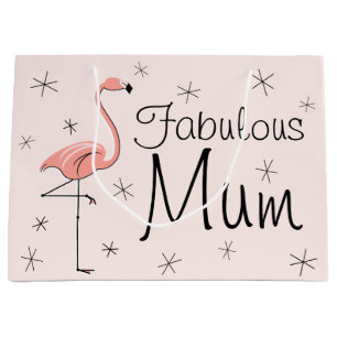 Flamingo Pink 'Fabulous Mum' gift bag large