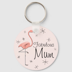 Flamingo Pink 'Fabulous Mum' keychain