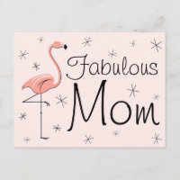 Flamingo Pink "Fabulous Mum" postcard