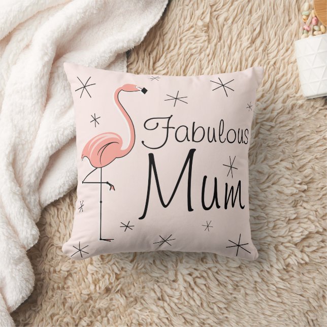 Flamingo Pink 'Fabulous Mum' throw pillow (Blanket)