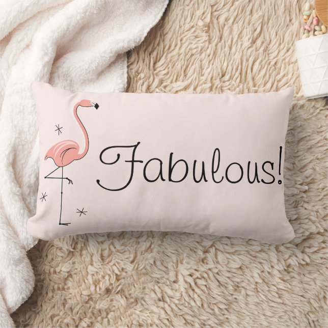 Flamingo Pink 'Fabulous!' pink back lumbar Cushion (Blanket)