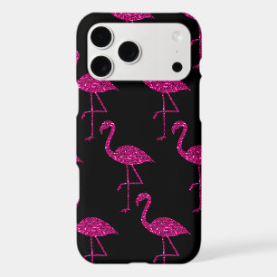 Flamingo pink glitter sparkles pattern black