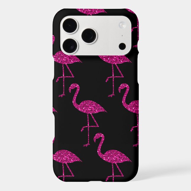Flamingo pink glitter sparkles pattern black (Back)