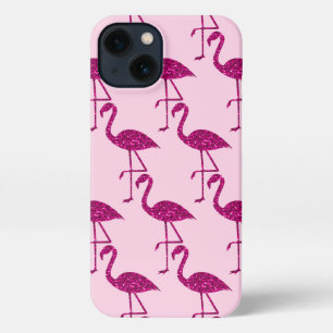 Flamingo pink glitter sparkles pattern iPhone 13 case
