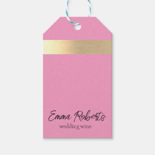Flamingo Pink Gold Foil Rustic Faux Gift Tags