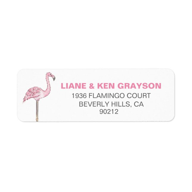 Flamingo Pink Grey Modern Clean Return Address Label (Front)