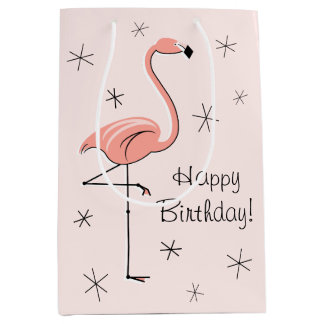 Flamingo Pink 'Happy Birthday!' gift bag medium