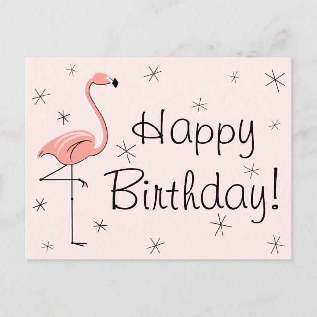 Flamingo Pink "Happy Birthday!" postcard (Front)