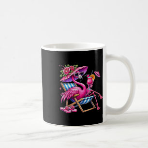 Flamingo Pink Palm Tree Tropical Beach Summer Vaca Coffee Mug