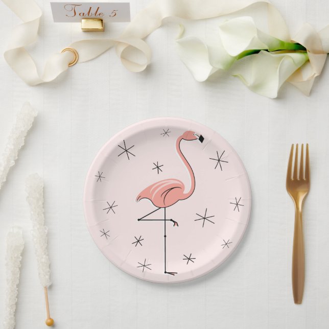 Flamingo Pink paper plate (Wedding)