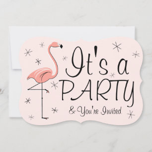 Flamingo Pink 'Party' invitation bracket