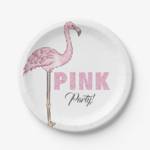Flamingo Pink Party Modern Clean Paper Plate