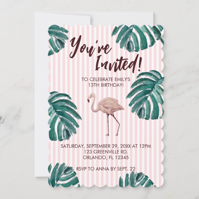 Flamingo Pink Pastel Birthday Invitation (Front)
