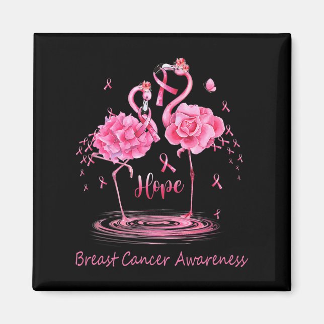 Flamingo Pink Ribbon Butterflies Breast Cancer Awa Magnet (Front)