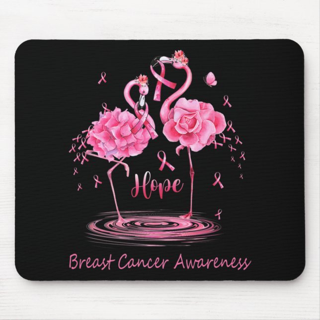 Flamingo Pink Ribbon Butterflies Breast Cancer Awa Mouse Pad (Front)