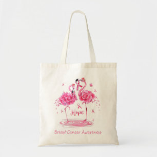 Flamingo Pink Ribbon Butterflies Breast Cancer Awa Tote Bag