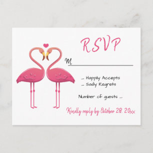 Flamingo Pink RSVP Wedding Tropical Luau Beach Invitation Postcard