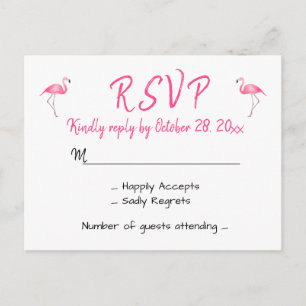 Flamingo Pink RSVP Wedding Tropical Luau Beach Invitation Postcard