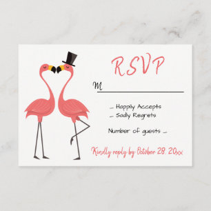 Flamingo Pink RSVP Wedding Tropical Party Beach Card