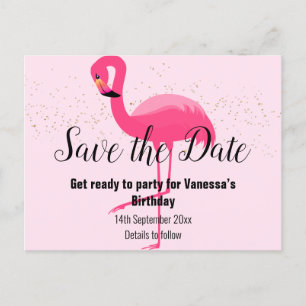 FLAMINGO Pink Save the Date Announcement Postcard