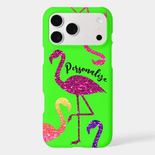 Flamingo pink sparkles Personalise neon green
