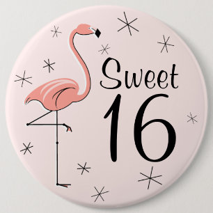 Flamingo Pink 'Sweet 16' button