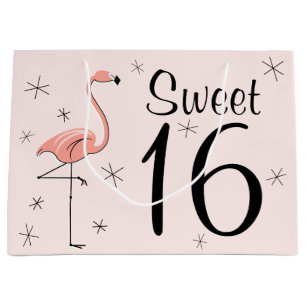 Flamingo Pink 'Sweet 16' gift bag large