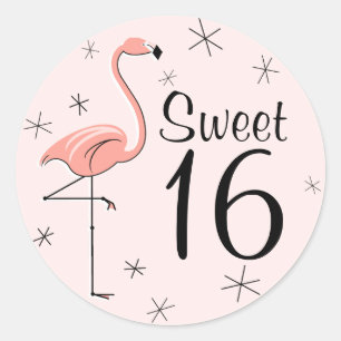 Flamingo Pink Sweet 16 sticker